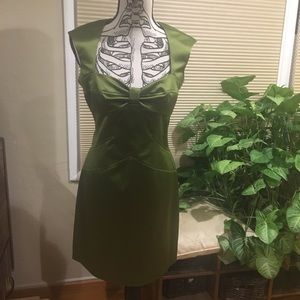 Beautiful, olive green pin-up style cocktail dress
